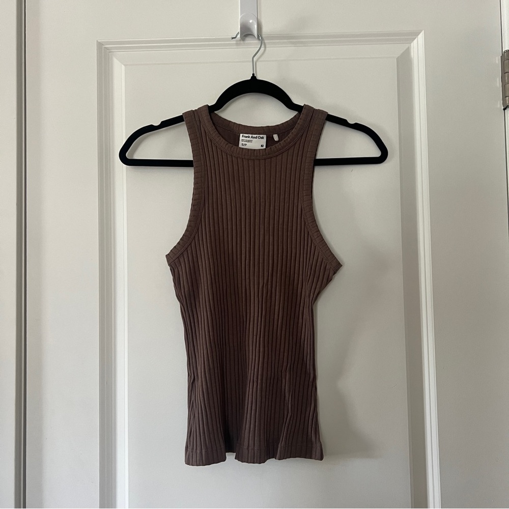 Frank & Oak Pink Clay Ribbed Racer Tank